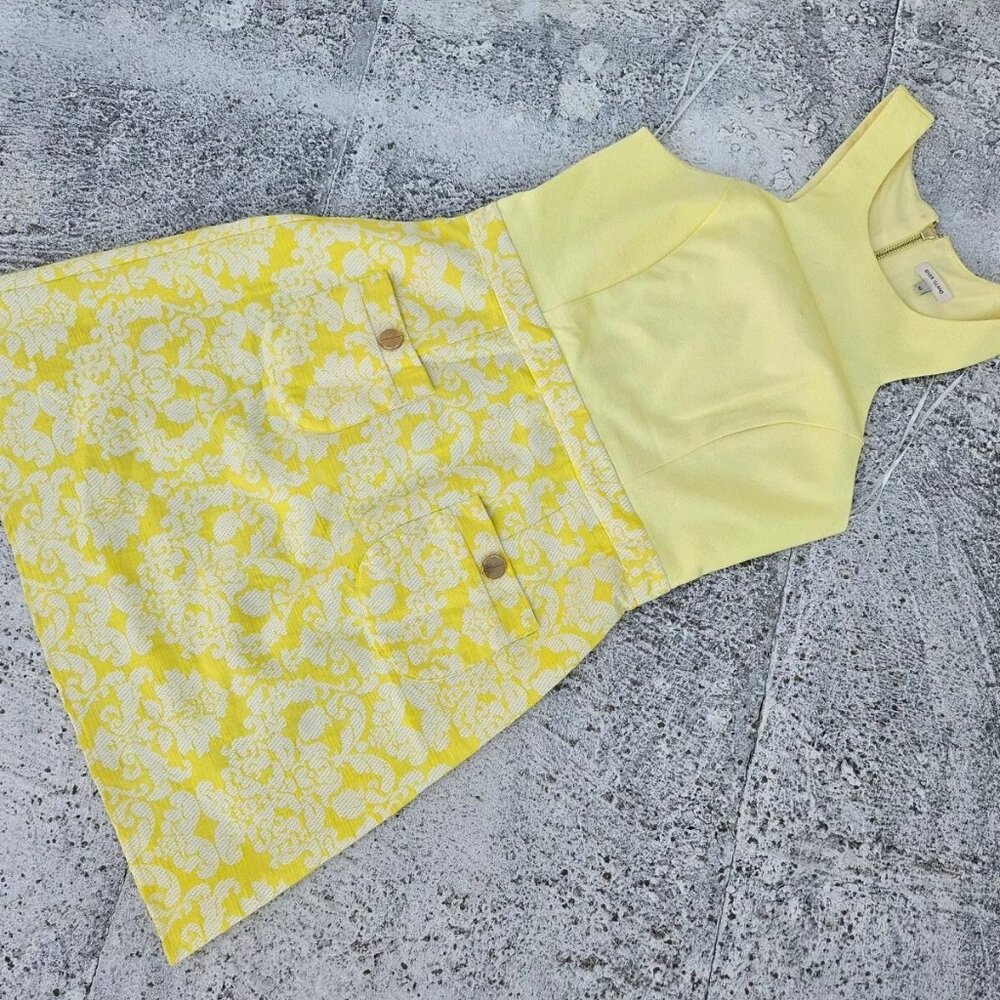 River Island Women Dress Front Pocket Sleeve Less Yellow Knee Length Size 10